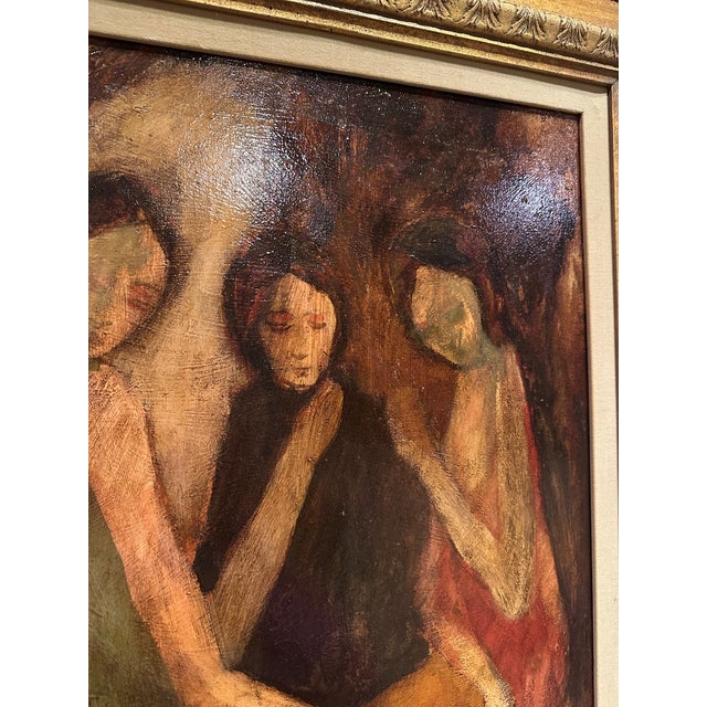 1960s Guglielmo Borghese Original Oil Painting "Three Girls" W. T. Burger Co. Reg #61217 For Sale In Minneapolis - Image 6 of 8