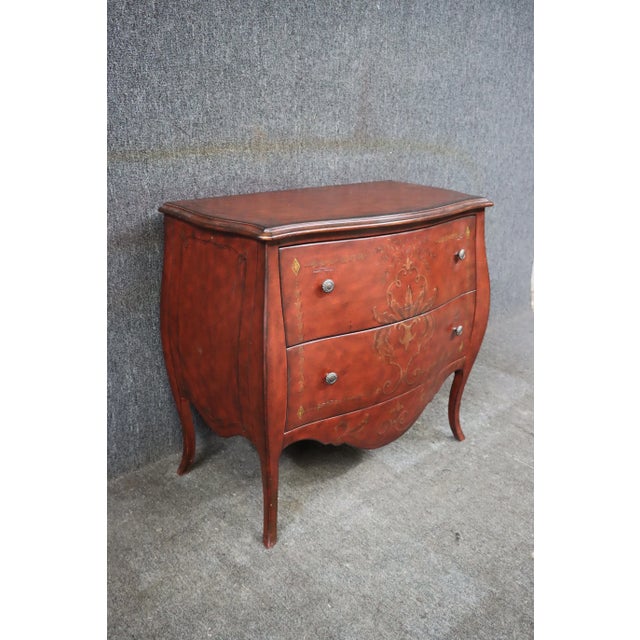 Paint Decorated Bombay Commode Red/brown. serpentine front