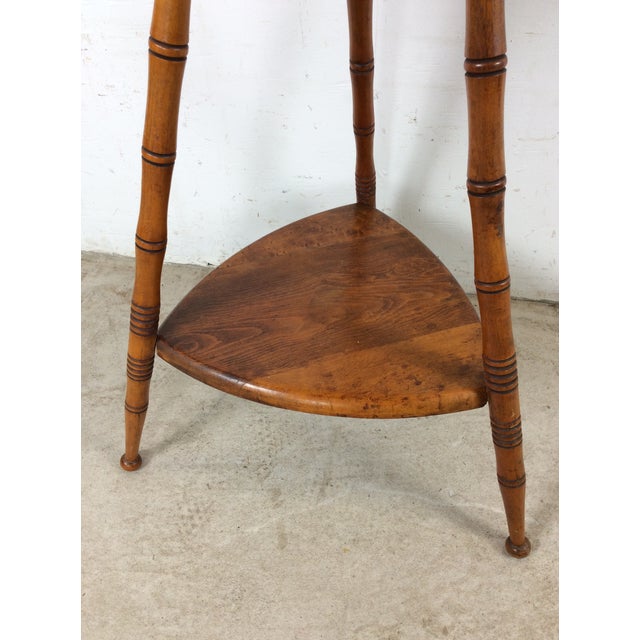 Mid Century Accent Table With Turned Wood Bamboo Style Legs For Sale - Image 10 of 18