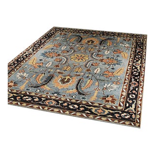 9x12 Ashford Gray Floral Traditional Hand Knotted Wool Carpet Rug For Sale