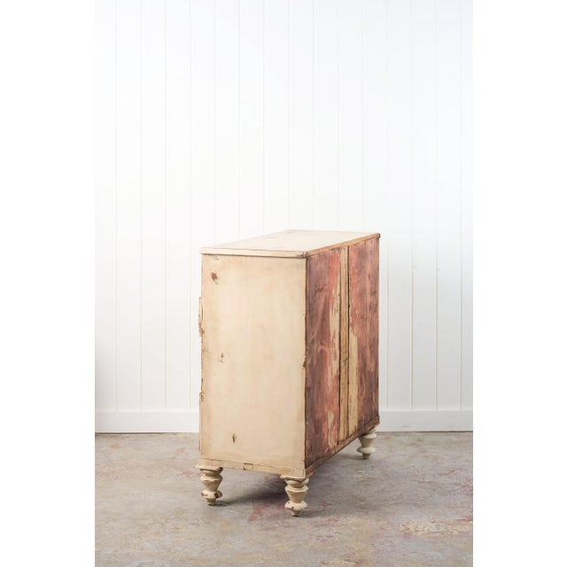 19th Century Victorian Two Over Three Painted Pine Chest With Blue Accents For Sale - Image 12 of 13