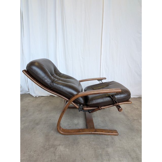 Brown Set of Vintage Panther Lounge Chair with Ottoman, 1970s For Sale - Image 8 of 18