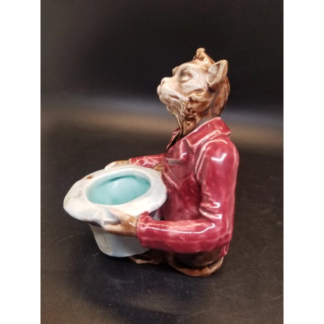Mid 20th Century Majolica Match Striker with a Monkey motif and numbered