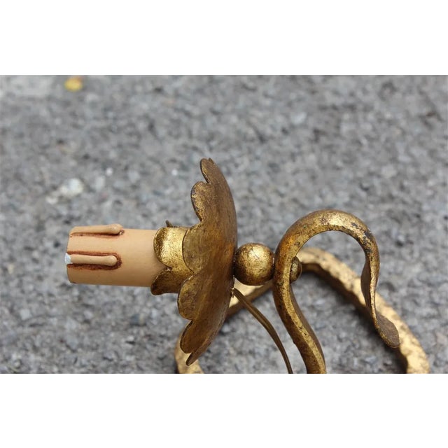 Hand Forged and Gilded Iron Four-leaf Clover Sconce by Pier Luigi Colli, 1950s For Sale - Image 12 of 13