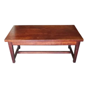 Mid-Century Mahogany Trestle Storage Bench / Coffee Table