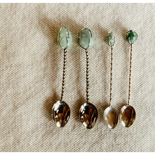 Set of Four Mid-Century Brazilian Sterling Silver Artisanal Spoons For Sale - Image 6 of 9