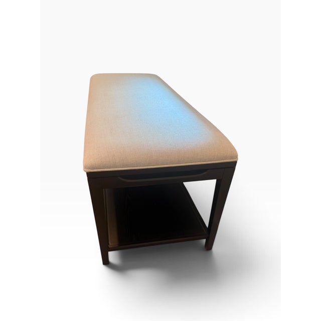 Wood Arhaus Upholstered Wood Bench With Lower Shelf – 48” For Sale - Image 7 of 12