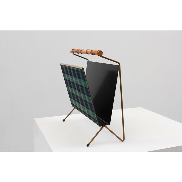 Wood Mid-Century Modern Magazine Holder with Bamboo Handle, Belgium, 1960s For Sale - Image 7 of 11