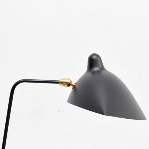 Black Mid-Century Modern Black One-Arm Standing Lamp in Aluminum, Brass and Steel by Serge Mouille For Sale - Image 8 of 15