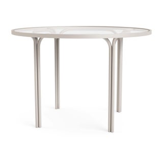Brown Jordan Kantan Aluminum 42" Round Dining Table - Glass Top in Shade For Sale