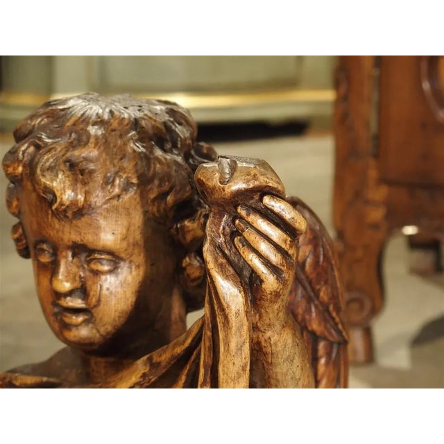 Antique Carved Wooden Cherub From Puy-En-Velay France, 18th Century For Sale In Dallas - Image 6 of 13