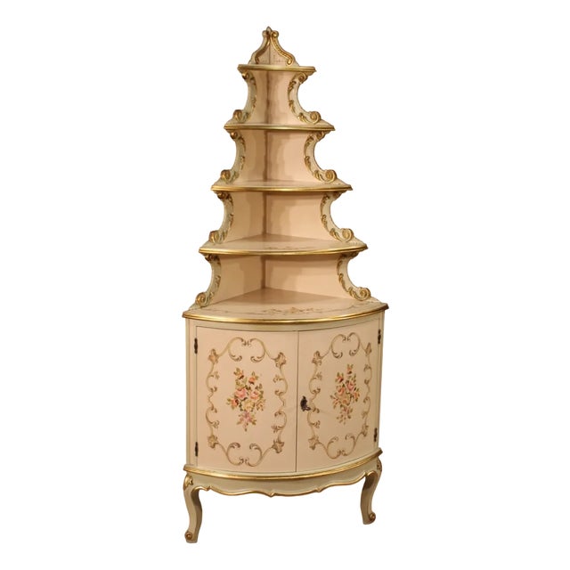 Corner Cabinet in Lacquered, Gilded and Painted Wood, 1960 For Sale