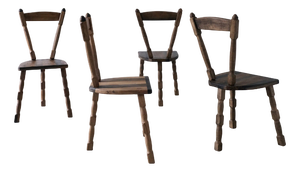 Brutalist Sculptural Tripod Dining Chairs, 1970s, Set of 4