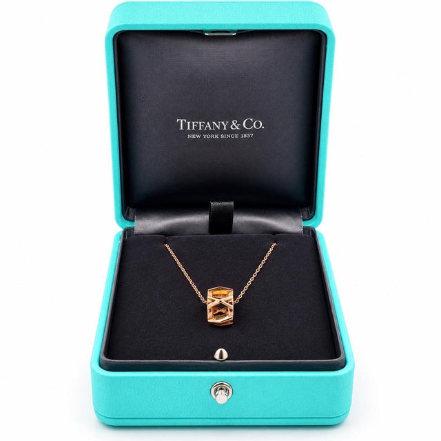 Tiffany and Co. Tiffany & Co. Atlas X Open Pendant Necklace 18k Rose Gold For Sale - Image 4 of 6