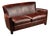 Mid-Century Brown Leather Two-Seat Sofa With Low Profile Frame For Sale