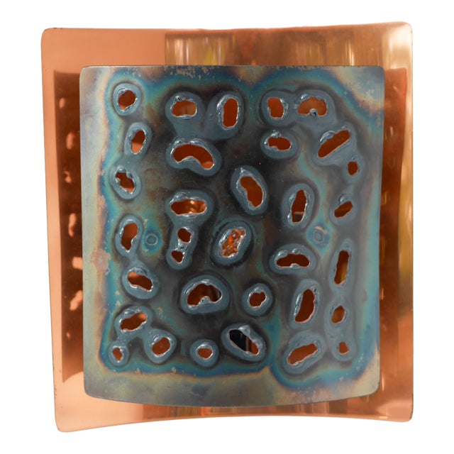 Vintage Brutalist Copper Wall Sconce from Boréns, 1960s For Sale