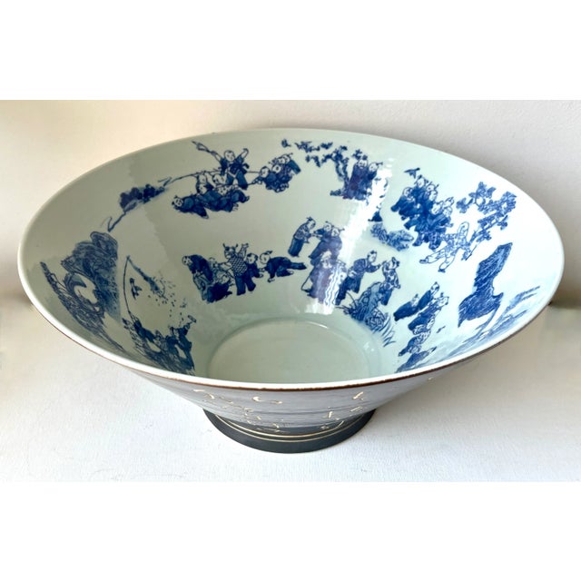 Chinoiserie Blue & White Chinoiserie 16" Bowl-Tozai Home For Sale - Image 3 of 10