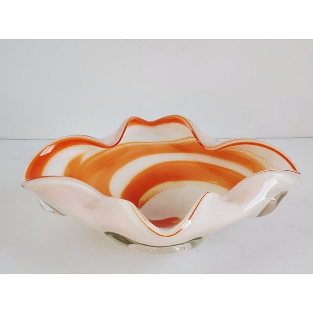 Glass Vintage Murano Fratelli Toso Glass Bowl For Sale - Image 7 of 12