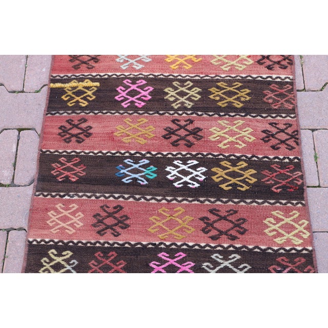 1970s Antique Southwestern Striped Design Nomadic Wool Kilim Rug For Sale In Sacramento - Image 6 of 10