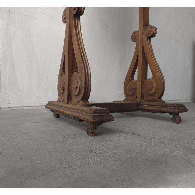 Wood Antique European Style Standing Wood Dressing Floor Mirror For Sale - Image 7 of 8
