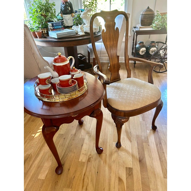 1993 Henkel Harris Cherry Oval Queen Anne Side Tables - A Pair For Sale - Image 12 of 12