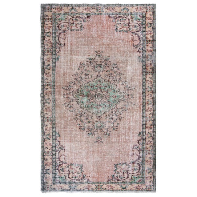 19560s Vintage Hand-Knotted Distressed Oushak Rug - 5′10″ × 9′7″ For Sale In Los Angeles - Image 6 of 6