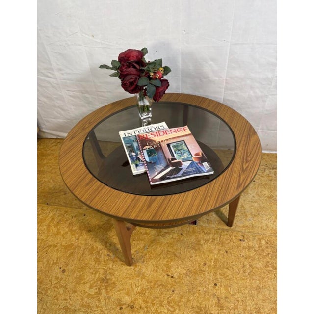 Glass Mid-Century Round Coffee Table, 1960s For Sale - Image 7 of 8