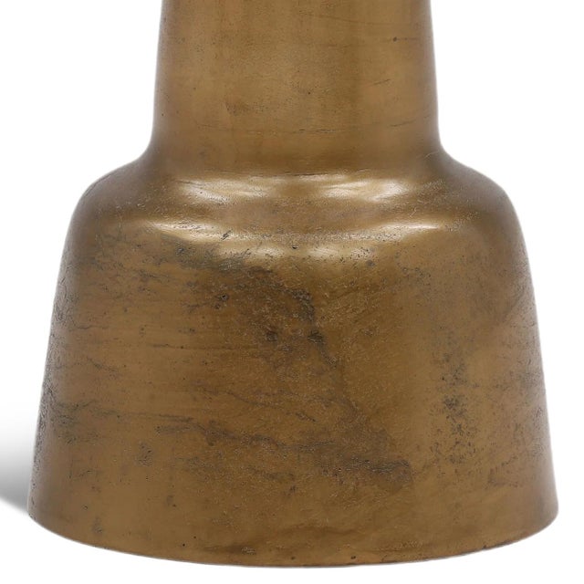 Sturdy aluminum pedestal side table with beautiful antiqued brass finish. Perfect for use as an end table or side table....