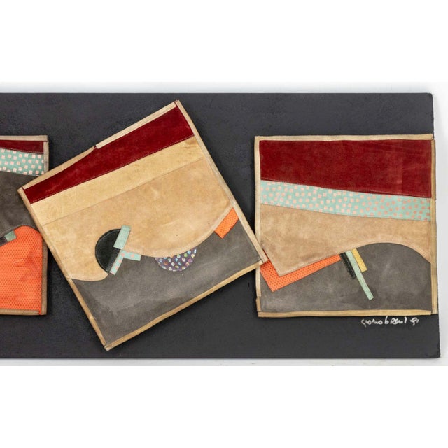 Postmodern Giorgio Saporiti Leather Patchwork Tapestry, 1991 For Sale - Image 3 of 10