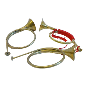Vintage Decorative Brass Hunting Horns, S/3