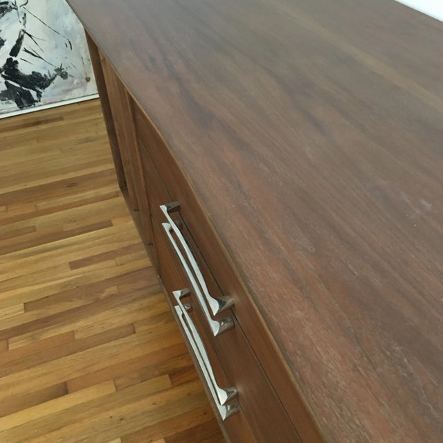 Walnut Credenza Inverted Boomerang Top and Original Cadillac Chrome Pulls For Sale In Miami - Image 6 of 12