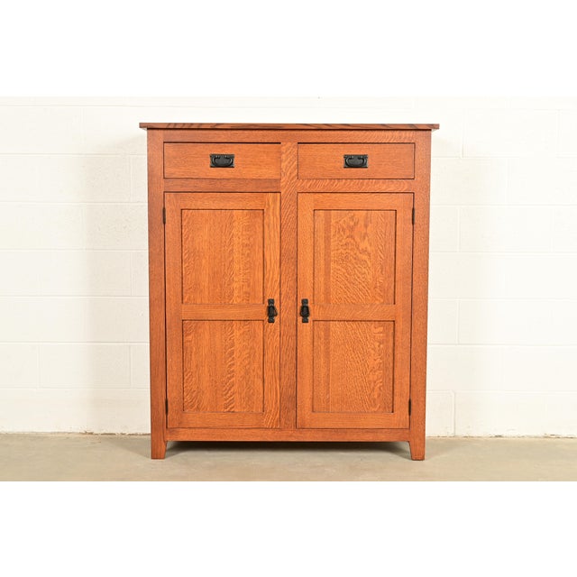 Stickley Style Mission Oak Arts & Crafts Bookcase or Bar Cabinet For Sale - Image 16 of 16