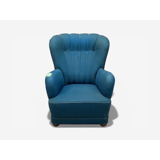 Mid-Century Modern Danish Cabinetmaker, Lounge Chair, Beech, Wool, Denmark, 1930s For Sale - Image 3 of 11