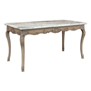 Antique 19th Century Louis XV Stripped Table With Marble Top For Sale