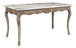 Antique 19th Century Louis XV Stripped Table With Marble Top
