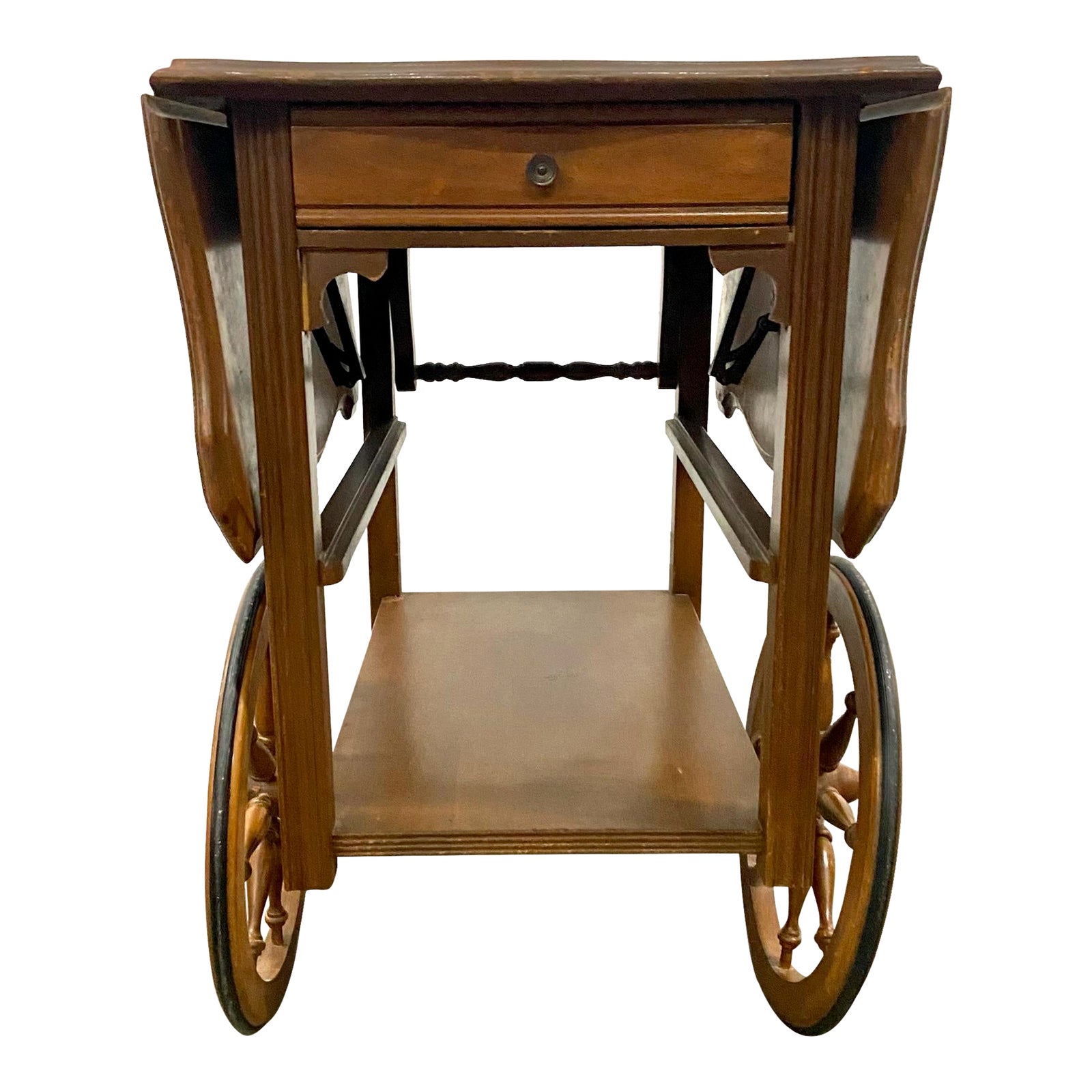 Vintage 1950 Maple Colonial Early American Drop Leaf Bar Cart Tea Cart ...