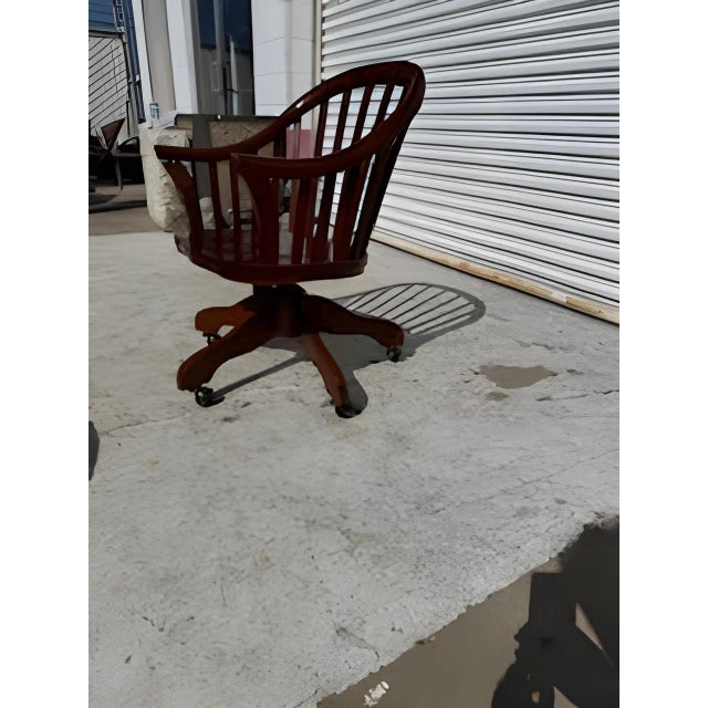 Late 20th Century Windsor Style Swivel Adjustable Height office Chair For Sale - Image 4 of 6