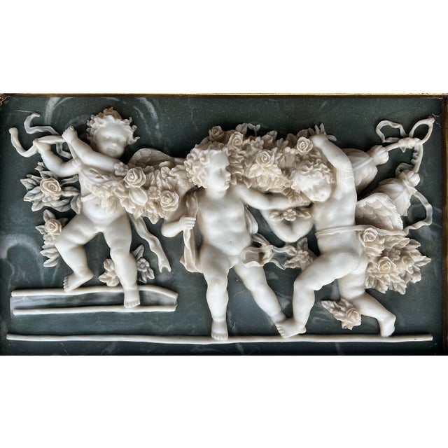 Neoclassical 19th-C. French Neoclassical Beveled Trumeau Mirror, Cherub Bas-Relief Panel For Sale - Image 3 of 11