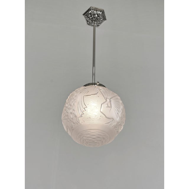 1930s French Art Deco Pendant Light by Muller Freres 1930s - 3 Available For Sale - Image 5 of 14