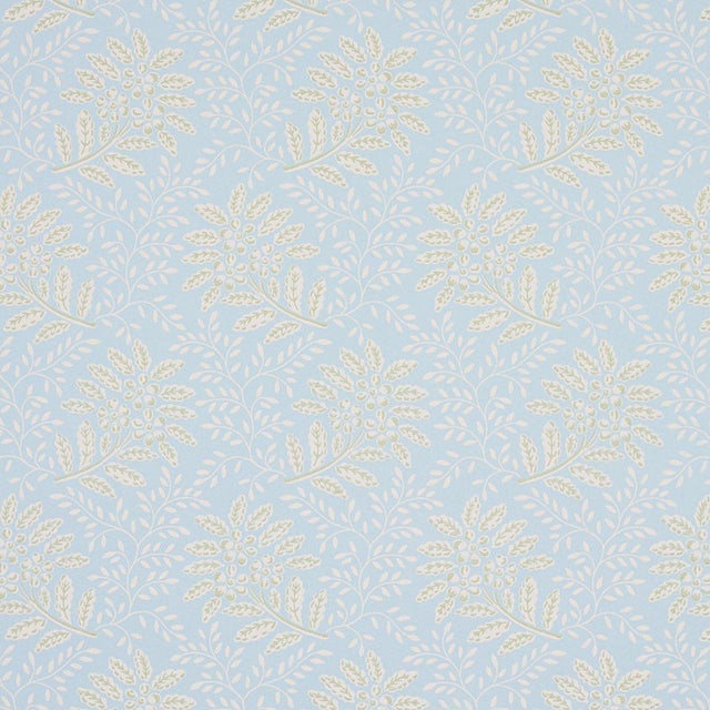 Schumacher Sample - Schumacher Secret Garden Wallpaper in Light Blue For Sale - Image 4 of 4