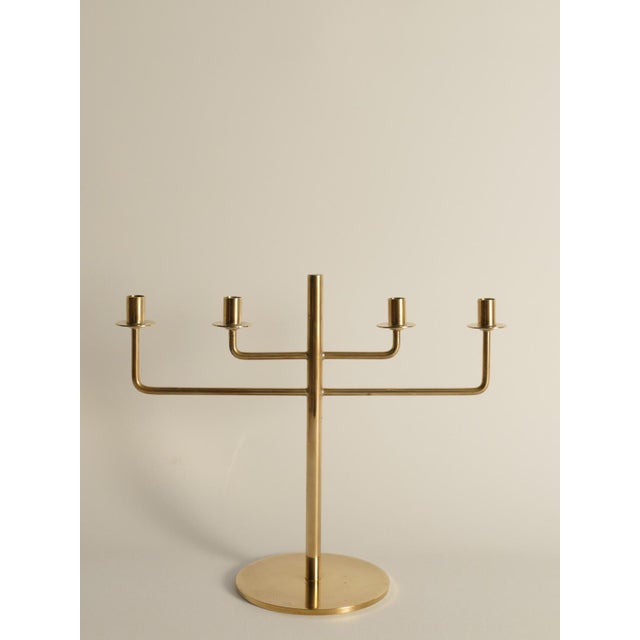 Scandinavian Modern Brass Candelabra by Hans-Agne Jakobsson, Markaryd, 1960s For Sale - Image 3 of 13