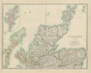 Antique Map of Scotland Northern by Johnston, 1909