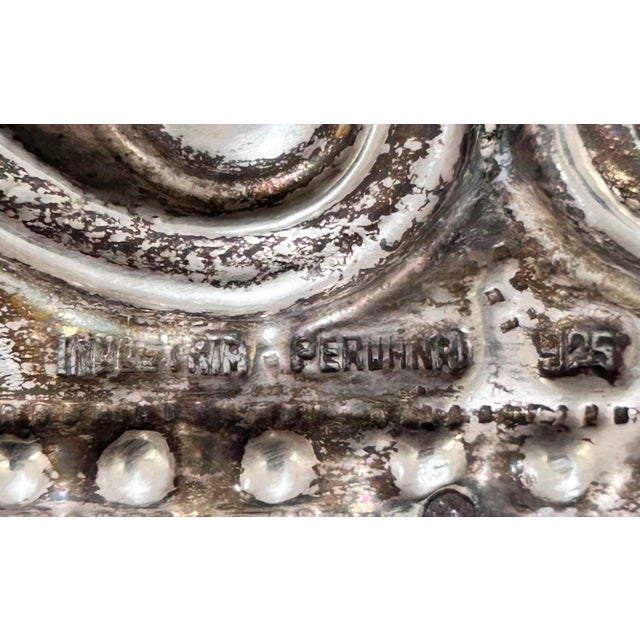 Antique Sterling Silver Repoussé Mirror – Large Ornate Peruvian Silver Wall Mirror Frame For Sale - Image 11 of 12