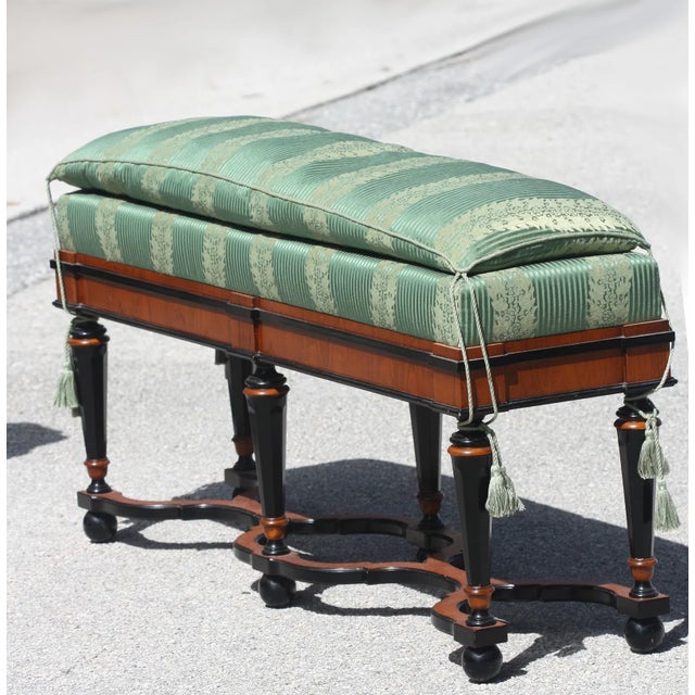 1900 - 1909 Early 20th Century French Baroque Style Part Ebonized Window Seat For Sale - Image 5 of 5