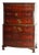 Floral Painted Chinese Chippendale Mahogany Six Drawer Highboy Chest C1920 For Sale