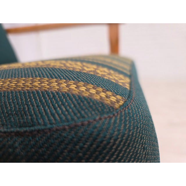 Scandinavian Lounge Chair in Green Wool and Oak, 1970s For Sale - Image 13 of 18