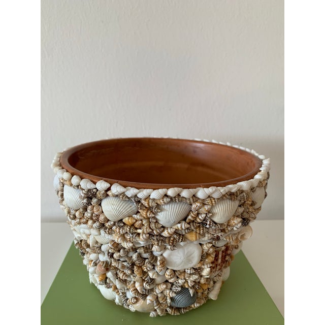 Boho Chic Shell Encrusted Terracotta Cachepot For Sale - Image 3 of 4