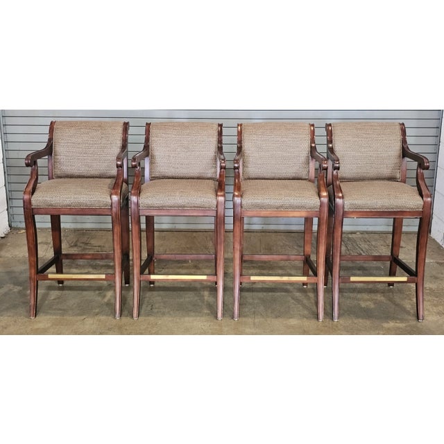 Store Item: Set of 4 Hancock & Moore Bar Stools Counter Stools Bar Arm Chairs High End Description: Set of 4 bar stools or...