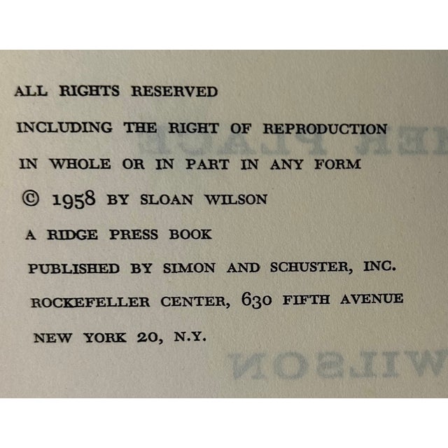 1958 Hardcover Novel “a Summer Place” First Edition by Sloan Wilson For Sale In Palm Springs - Image 6 of 13