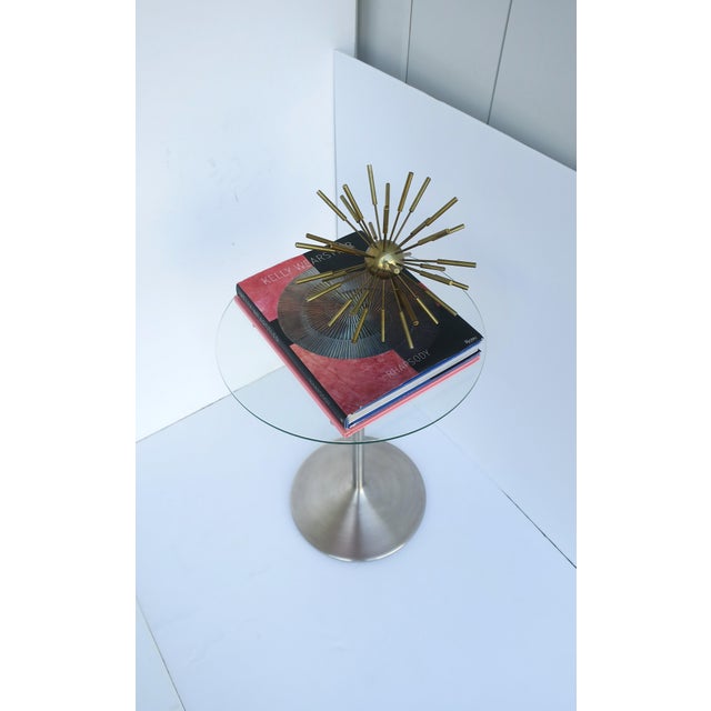 Silver Metal Glass Side Drinks Table, Modern Minimalist, Circa Late 20th Century For Sale - Image 8 of 10